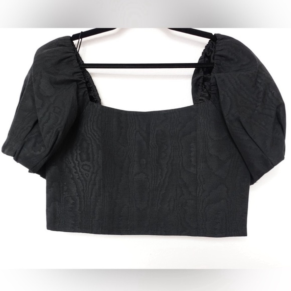 Alice + Olivia Black Puff Sleeve Crop Top Size 6 NWT - Picture 5 of 8